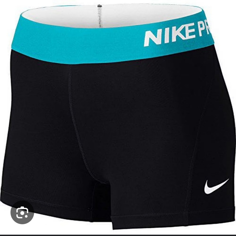 Nike Women's Athletic Shorts Black with Blue Waistband
